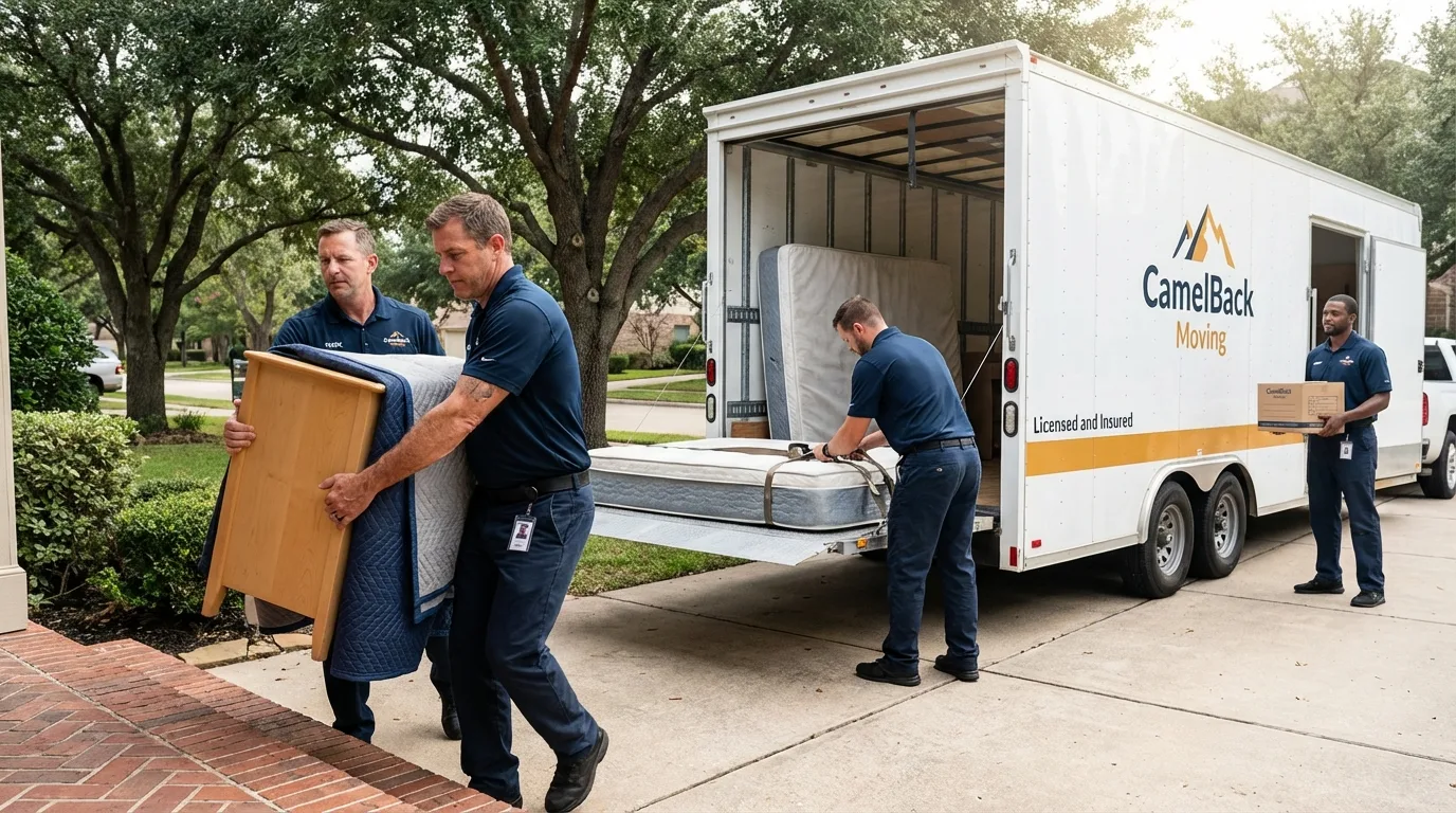 Crew loading residential truck for cross-state move from Olive Branch, MS